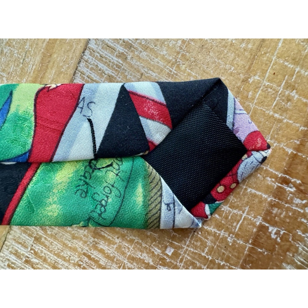 NICOLE MILLER 1994 CHRISTMAS ALL OVER PRINT MENS SILK TIE VTG Vintage Ho Ho Ho - Picture 5 of 6